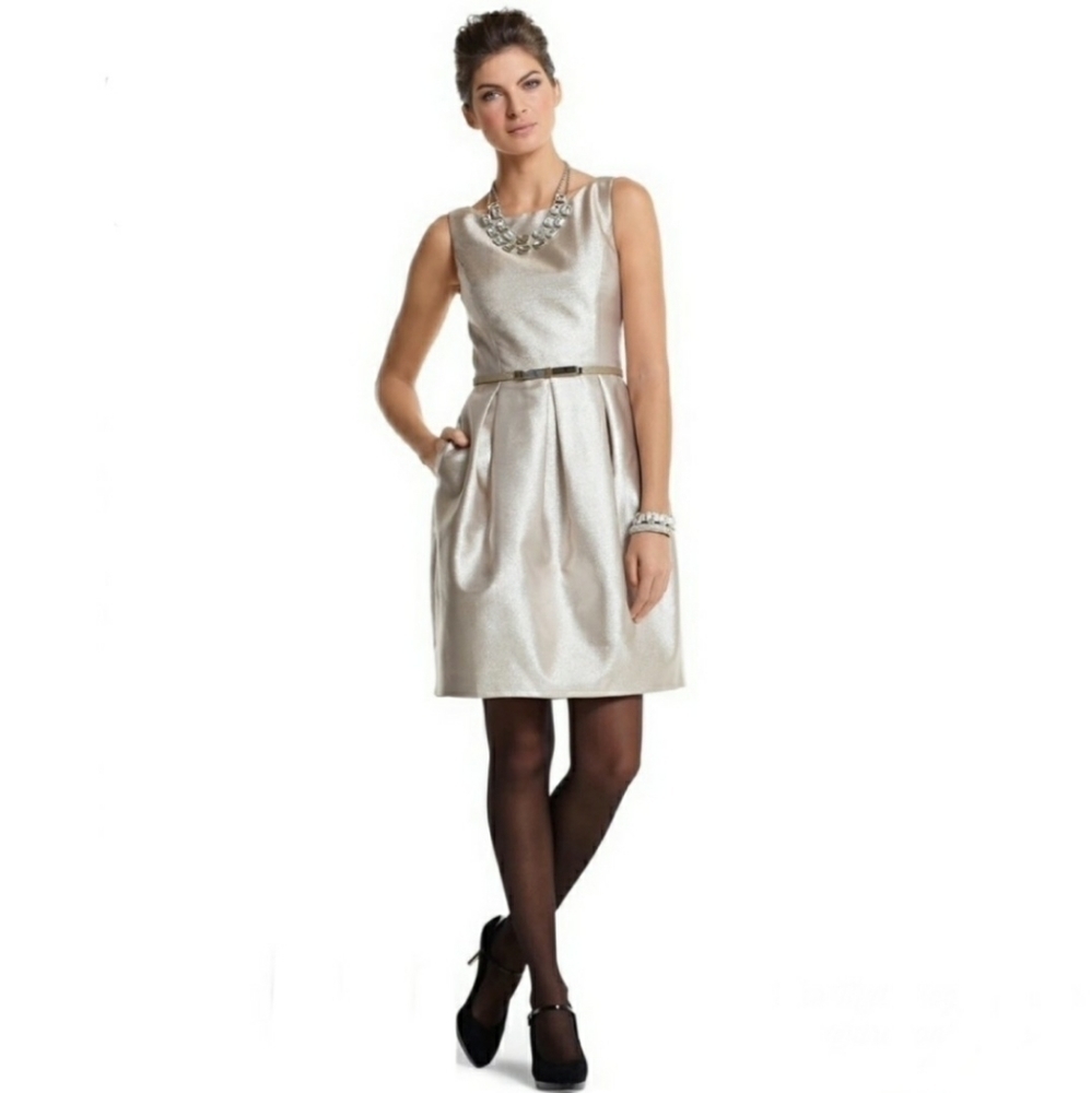 White House Black Market Metallic Sheen Midi Dress